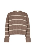 Co' Couture - Row Stripe Box Crop O-knit - Walnut