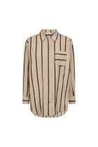 Co' Couture - Tessie Stripe Oversize Shirt - Beige Black