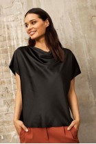 IN FRONT Mandy Bluse, Farve: Black, Størrelse: L, Dame