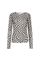 Liberte - Mesh Top - Squizzy Checks Black