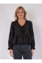 Neo Noir - Eden Embroidery Blouse - Sort