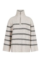 Neo Noir - Nevena Stripe Knit Blouse - Sand Grå