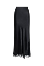 Neo Noir - Veroni Satin Lace Skirt - Black