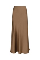 Neo Noir - Vicky Heavy Sateen Skirt - Dark Taupe