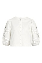 Object - Caro 2/4 Embroided Top - Hvid