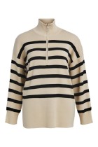 Object - Ester Ls Knit Zip Pullover - Sand