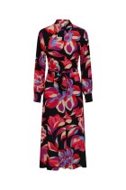 Y.A.S - Fima LS Long Shirt Dress - Black Flower Print