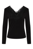 Y.A.S - Lori Ls Lace Top - Sort