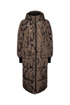 Y.A.S - Marbel Long Padded Coat - Black Marbel