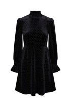 Y.A.S - Riva Ls High Neck Velvet Dress - Sort